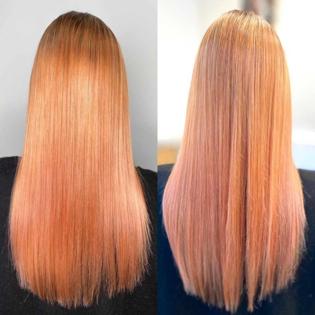 persikan väriset hiukset